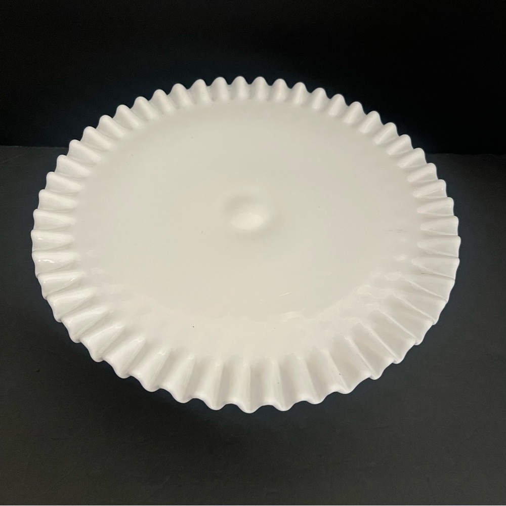 Fenton Milk Glass Cake Stand 13” White Pedestal - Picture 9 of 16